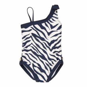 NWT Janie & Jack Blue White Zebra One Piece Swimsuit Infant Girl 12-18 Months